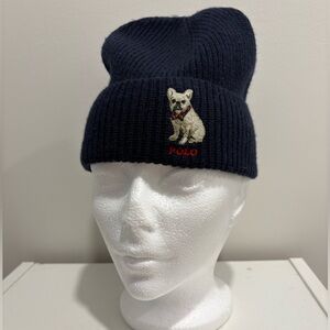 Polo by Ralph Lauren Navy Beanie French BullDog Embroidery New With Tags